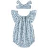 imageSimplee kids Baby Girls Summer Romper Onesie Infant Newborn Floral Ruffled Sleeveless BodysuitAaalight Blue Floral