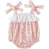 imageSimplee kids Baby Girls Summer Romper Onesie Infant Newborn Floral Ruffled Sleeveless BodysuitApink