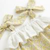 imageSimplee kids Baby Girls Summer Romper Onesie Infant Newborn Floral Ruffled Sleeveless BodysuitByellow