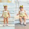 imageSimplee kids Baby Girls Summer Romper Onesie Infant Newborn Floral Ruffled Sleeveless BodysuitByellow