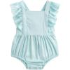 imageSimplee kids Baby Boys Girls Ruffle Romper Summer Outfit Jumpsuit Linen BodysuitsAblue Green