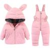 imageSimplee kids Baby Boys Girls Winter Warm Snowsuits Outfits 2PCS Bunny Puffer Down Jacket CoatBib Pants Set for Toddler 25T