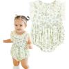 imageSimplee kids Baby Girls Romper Sleeveless Summer Outfits Rompers baby rompers girl Floral Pattern Button One Piece OutfitAcbeige