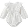 imageSimplee kids Baby Girls Rompers Long Sleeve Pompoms Infant Toddler Jumpsuit for Spring Fall WinterEzwhite