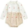 imageSimplee kids Baby Girls Rompers Long Sleeve Pompoms Infant Toddler Jumpsuit for Spring Fall WinterOcapricot