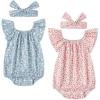 imageSimplee kids Baby Girls Summer Romper Onesie Infant Newborn Floral Ruffled Sleeveless BodysuitAaaa2pcfloral25