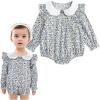 imageSimplee kids Baby Infant Girls Cotton Long Sleeve Summer Ruffle Romper 324 MonthsBlue Grey