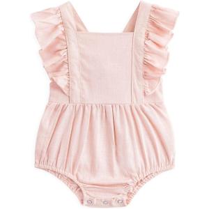 imageSimplee kids Baby Boys Girls Ruffle Romper Summer Outfit Jumpsuit Linen BodysuitsApink