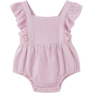 imageSimplee kids Baby Boys Girls Ruffle Romper Summer Outfit Jumpsuit Linen BodysuitsApurple