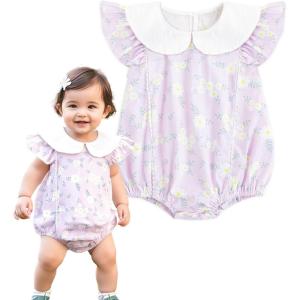 imageSimplee kids Baby Girls Romper Sleeveless Summer Outfits Rompers baby rompers girl Floral Pattern Button One Piece OutfitAbpurple