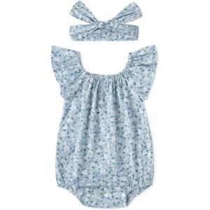 imageSimplee kids Baby Girls Summer Romper Onesie Infant Newborn Floral Ruffled Sleeveless BodysuitAaalight Blue Floral