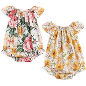 imageSimplee kids Baby Girls Summer Romper Onesie Infant Newborn Floral Ruffled Sleeveless BodysuitDmulti Floral