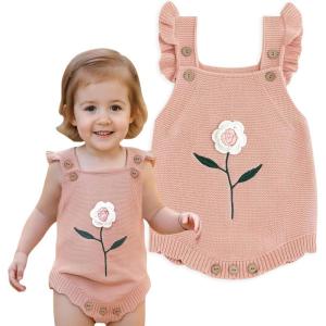 imageSimplee kids Baby Girls Sunflower Knit Rompers Knit Clothes for Newborn Baby GirlsIpink