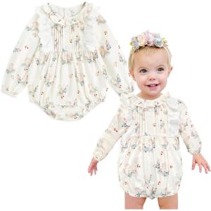 imageSimplee kids Baby Infant Girls Cotton Long Sleeve Summer Ruffle Romper 324 MonthsArabbit Floral