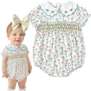 imageSimplee kids Baby Infant Girls Cotton Short Sleeve Summer Ruffle Romper 324 MonthsAafloral