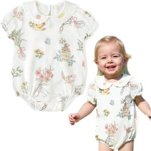 imageSimplee kids Baby Infant Girls Cotton Short Sleeve Summer Ruffle Romper 324 MonthsAbwhite