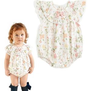 imageSimplee kids Baby Infant Girls Cotton Short Sleeve Summer Ruffle Romper 324 MonthsBbunny Floral