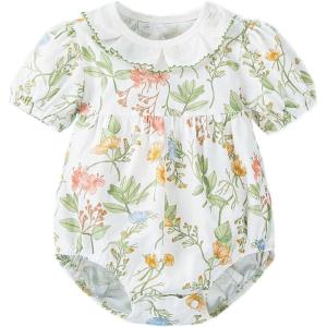 imageSimplee kids Baby Infant Girls Cotton Short Sleeve Summer Ruffle Romper 324 MonthsCcfloral