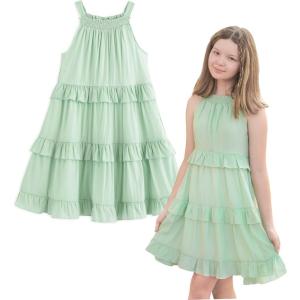 imageSimplee kids Girls Dresses Sleeveless Linen Teen Dresses Casual Summer DressGreen