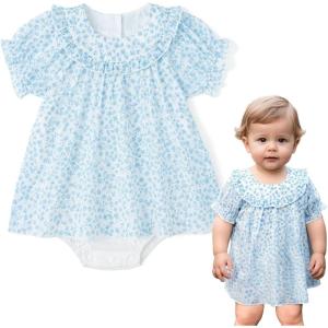 imageSimplee kids Infant Baby Girls Floral Rompers Little Girls Floral Onesie Jumpsuit Romper 324MElight Blue