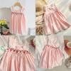 imageSimplee kids Baby Girl Dress Toddler Casual Dresses Summer Solid Color Floral Girl ClothesCpink