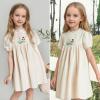 imageSimplee kids Baby Girl Dress Toddler Casual Dresses Summer Solid Color Floral Girl ClothesEwhite