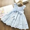 imageSimplee kids Baby Girl Dress Toddler Casual Dresses Summer Solid Color Floral Girl ClothesSky Blue