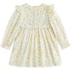 imageSimplee kids Baby Girl Smocked Dress Casual Long Sleeve Dresses Floral Print Sundress Princess Dress for ToddlerFyellow