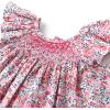 imageSimplee kids Baby Girl Smocked Dress Summer Casual Short Sleeve Dresses Floral Print Sundress Princess Dress for ToddlersApink Flower