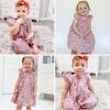 imageSimplee kids Baby Girl Smocked Dress Summer Casual Short Sleeve Dresses Floral Print Sundress Princess Dress for ToddlersApink Flower