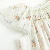 imageSimplee kids Baby Girl Smocked Dress Summer Casual Short Sleeve Dresses Floral Print Sundress Princess Dress for ToddlersBaapricot Flower