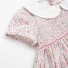 imageSimplee kids Baby Girl Smocked Dress Summer Casual Short Sleeve Dresses Floral Print Sundress Princess Dress for ToddlersCalight Pink
