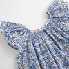 imageSimplee kids Baby Girl Smocked Dress Summer Casual Short Sleeve Dresses Floral Print Sundress Princess Dress for ToddlersCblue Flower