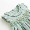 imageSimplee kids Baby Girl Smocked Dress Summer Casual Short Sleeve Dresses Floral Print Sundress Princess Dress for ToddlersDlight Green