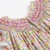 imageSimplee kids Baby Girl Smocked Dress Summer Casual Short Sleeve Dresses Floral Print Sundress Princess Dress for ToddlersDpinkish Purple Flower