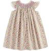 imageSimplee kids Baby Girl Smocked Dress Summer Casual Short Sleeve Dresses Floral Print Sundress Princess Dress for ToddlersDpinkish Purple Flower