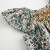 imageSimplee kids Baby Girl Smocked Dress Summer Casual Short Sleeve Dresses Floral Print Sundress Princess Dress for ToddlersFgreen Flower
