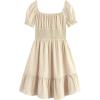imageSimplee kids Girls Dresses Off The Shoulder Summer Tween Dress Smocked Ruffle Puff Sleeves Dresses for Girl Kids 415 YearsApricot