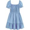 imageSimplee kids Girls Dresses Off The Shoulder Summer Tween Dress Smocked Ruffle Puff Sleeves Dresses for Girl Kids 415 YearsBlue