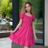 imageSimplee kids Girls Dresses Off The Shoulder Summer Tween Dress Smocked Ruffle Puff Sleeves Dresses for Girl Kids 415 YearsHot Pink