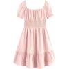 imageSimplee kids Girls Dresses Off The Shoulder Summer Tween Dress Smocked Ruffle Puff Sleeves Dresses for Girl Kids 415 YearsLight Pink