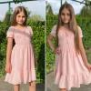 imageSimplee kids Girls Dresses Off The Shoulder Summer Tween Dress Smocked Ruffle Puff Sleeves Dresses for Girl Kids 415 YearsLight Pink