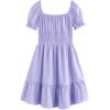 imageSimplee kids Girls Dresses Off The Shoulder Summer Tween Dress Smocked Ruffle Puff Sleeves Dresses for Girl Kids 415 YearsPurple