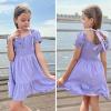 imageSimplee kids Girls Dresses Off The Shoulder Summer Tween Dress Smocked Ruffle Puff Sleeves Dresses for Girl Kids 415 YearsPurple