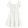 imageSimplee kids Girls Dresses Off The Shoulder Summer Tween Dress Smocked Ruffle Puff Sleeves Dresses for Girl Kids 415 YearsWhite