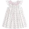 imageSimplee kids Baby Girl Smocked Dress Summer Casual Short Sleeve Dresses Floral Print Sundress Princess Dress for ToddlersDlight Pink Flower