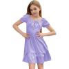 imageSimplee kids Girls Dresses Off The Shoulder Summer Tween Dress Smocked Ruffle Puff Sleeves Dresses for Girl Kids 415 YearsPurple