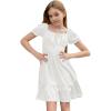imageSimplee kids Girls Dresses Off The Shoulder Summer Tween Dress Smocked Ruffle Puff Sleeves Dresses for Girl Kids 415 YearsWhite