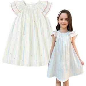 imageSimplee kids Baby Girl Dress Toddler Casual Dresses Summer Solid Color Floral Girl ClothesAcolorful