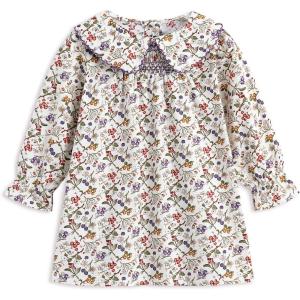 imageSimplee kids Baby Girl Smocked Dress Casual Long Sleeve Dresses Floral Print Sundress Princess Dress for ToddlerEpurple Floral